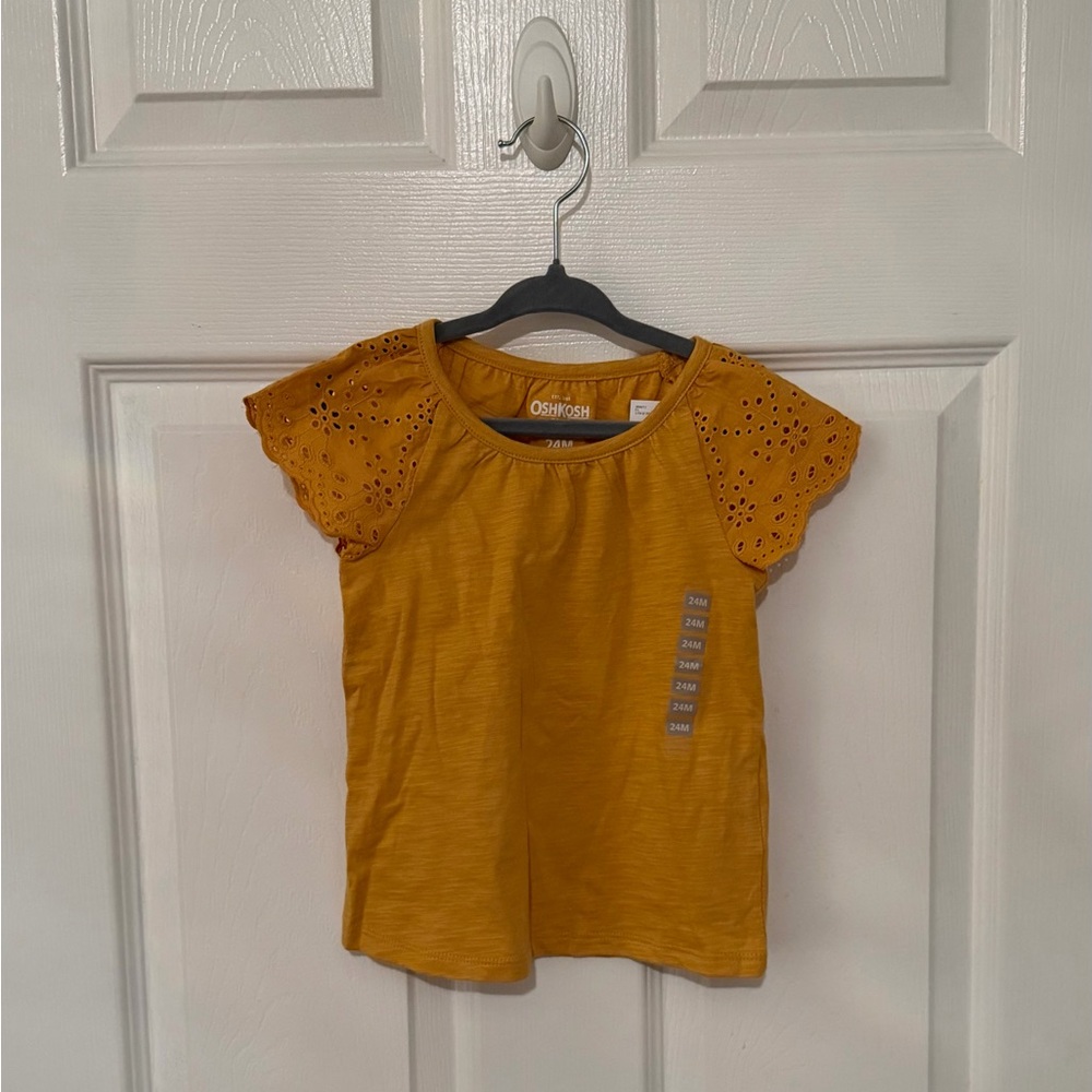 OshKosh B'gosh Kids Yellow Eyelet Sleeve Tee